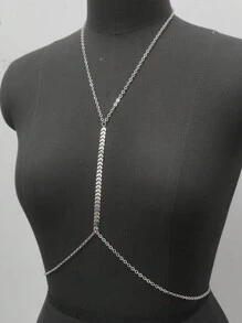 1pc Women's Back Chain Underwear Accessory, For Rave - Silver - View 5