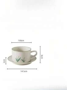1pc Cup And Saucer Set Vintage Ceramic Coffee Cup Tulip Mug, For Home Drinking Milk/Tea/Water Back To School - Multicolor - View 2