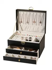 1pc Diamond Pattern Multi-Layer Large Capacity Drawer Style Lockable Jewelry Box For Necklace, Earrings Storage. Perfect Gift For Valentine'S Day, Mother'S Day Back To School