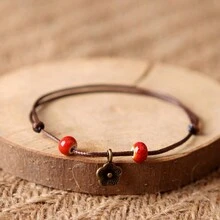 1pack/5pcs Green Woodland Style Ceramic Art Fresh Hand Chain - Multicolor - View 3