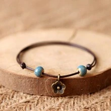 1pack/5pcs Green Woodland Style Ceramic Art Fresh Hand Chain - Multicolor - View 4