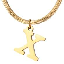 1個不分男女不鏽鋼蛇骨鏈項鍊,搭配26個字母掛件,時尚個性化設計,適用於生日禮物,日常佩戴 - V - 查看 25