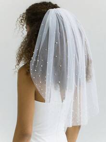 1只珍珠新娘頭紗,適用於婚禮 - 白色 - 查看 4