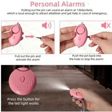 9入組女性防身警報鑰匙扣,緊急救援逃生工具包括：破窗器,開瓶器,手腕帶,手部消毒瓶座,無接觸開門器,口哨,鑰匙圈,假日禮物推薦 - 紫色 - 查看 3