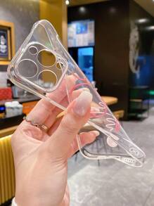 Expressive Clear Phone Case - Red Heart And ECG Lines For A Touch Of Romance, Compatible With IPhone And Galaxy Smartphones
