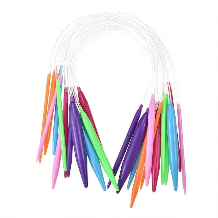 Set Of 12pcs 40cm / 15.7in Household Knitting Needle Color PVC Hose Ring Bar Needle Knitting Tool Accessories Plastic Ring Sweater Needle - Multicolor - View 1