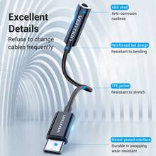 Vention Usb Type C轉3.5mm耳機插孔適配器 Usb C轉aux 3.5mm音頻轉接線,適用於 Ipad Pro,galaxy S23 S22 S21,note 20 10,pixel 4 3 2 Xl等設備 - 黑色 - 查看 6