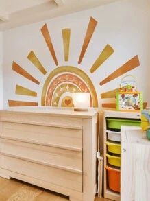 1套3入組卡通水彩太陽和心形壁貼