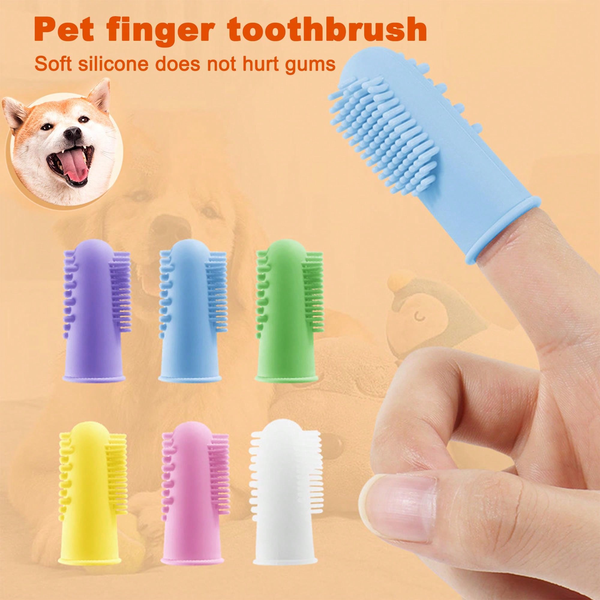 1pcs Pet Silicone Finger Toothbrush (Random Colour), Thickened Silicone
