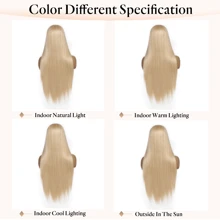 Blonde 613 4x1 Lace Part Middle Part Long Straight  Synthetic Chemical Fiber Wig High Density Suitable For 's Cheap Top Quality Silky Daily Wear On Holidays Christmas Natural Looking Stylish Wigs - Gold - View 11