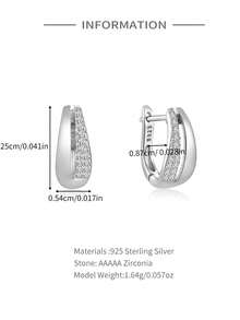 1對 925純銀經典方鑽鋯石與鑽石耳環,18k鍍金精品細緻珠寶,適用於女性日常穿戴,婚禮派對,情人節新娘珠寶。 - 圈形耳環-銀色 - 查看 5