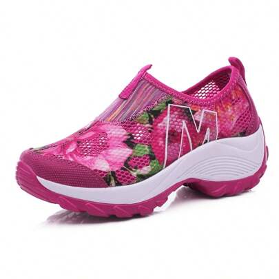 Women's Hollow Out Casual Outdoor Thick Platform Sneakers, Shake Shoes