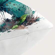 1入組卡通蝴蝶動物印花45*45公分/17.7*17.7吋數位印花聚酯纖維裝飾靠墊套,隱藏拉鍊適用於客廳、餐廳、臥室（不含靠墊） - 彩色 - 查看 6