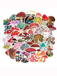50pcs Mushroom Design Waterproof Graffiti Stickers For Suitcase, Laptop, Skateboard, Fridge, Water Bottle, Car - Multicolor - View 1