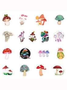 50pcs Mushroom Design Waterproof Graffiti Stickers For Suitcase, Laptop, Skateboard, Fridge, Water Bottle, Car - Multicolor - View 3