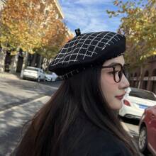 2023秋冬新款超級灰絨保暖材料男女通用戶外休閒一體式漏斗帽 - 黑與白 - 查看 6