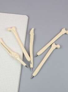 5入組學生創意骷髏造型圆珠笔,可愛文具用品適合學校學生,新奇有趣朋友禮物,個性化物品 - 黑色 - 查看 5