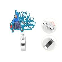 1pc Funny Retractable Badge Reel, Cute Retractable Name Badge Holder For Nurse Doctor Student Worker Volunteer - Baby Blue - View 1