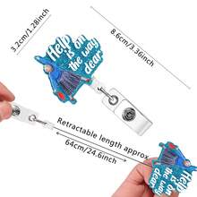 1pc Funny Retractable Badge Reel, Cute Retractable Name Badge Holder For Nurse Doctor Student Worker Volunteer - Baby Blue - View 2