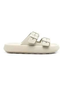 Women's Cloud Slide Comfortable Birken Buckle Flip Flops - trắng - Xem 2