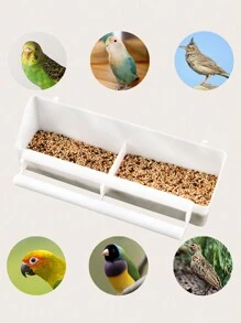 1個白色塑料鳥籠,適用於老虎、牡丹、玄鳳鸚鵡、麻雀等鳥類,配有懸掛支架、食物碗和餵料槽 - 白色 - 查看 2