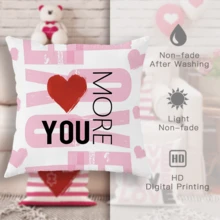 4入組心形拼圖條紋愛你粉紅紅色抱枕套,情人節新奇抱枕套,絲絨裝飾性靠墊套45*45cm / 18" * 18",適用於情人節派對客廳臥室沙發床裝飾禮物 - 粉色 - 查看 5