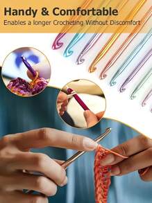 22pcs Metal Crochet Needles Convenient Sweater Woven Metal Crochet Tools Crochet Kit Set - Multicolor - View 2