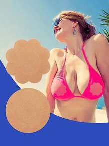 10(5 pares)~200 PIEZAS(100 pares) Cinta adhesiva invisible para pezones, almohadilla desechable para pezones, tapas de pezones de tela no tejida, pegatinas para el pecho - Flor - Ver 6