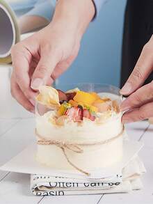 QIYINGFA 1個10米透明蛋糕邊緣包裝紙,適用於裝飾甜點和布丁,適用於6/8/10/12cm高的蛋糕,矽膠慕絲蛋糕模邊緣 - 白色 - 查看 6