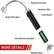 1入燒烤用燈,適用於戶外燒烤,燒烤用磁性led燈,可360度彎曲,具耐候性的燒烤配件 - 黑色 - 查看 1