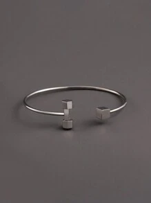 1 件創意個人化運動不鏽鋼 18k 鍍金啞鈴形袖口手鐲適合男士和女士派對配件 - 款式1 - 查看 1