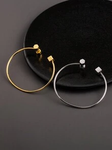 1 件創意個人化運動不鏽鋼 18k 鍍金啞鈴形袖口手鐲適合男士和女士派對配件 - 款式1 - 查看 4