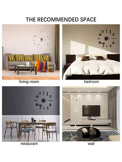 1set Creative Acrylic Large Diy Digital Clock, Black, Study, Living Room ation,Home ,Room Birthday Graduation Klok Wand Bedroom Dormitory Back To School view 6