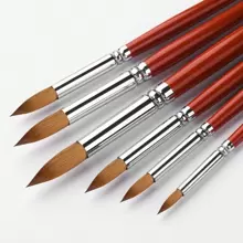 6PCS Kolinsky Sable Brushes Watercolor Paint Brushes Golden Maple Round Paint Brush For Artists,Adults - Red - View 1
