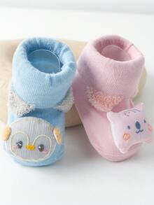 5雙隨機顏色防滑卡通嬰兒襪,適用於男女宝宝 - 彩色 - 查看 5