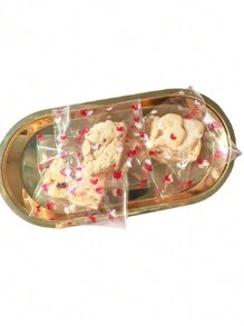 100pcs/Pack Home-Made Snack Packaging Bags, Heat Sealable Cookies & Pastries Package Bag With Transparent Heart-Shaped Seal Sticker, Ideal For Candy & Biscuit Packaging - Pink - View 5