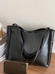 新品到貨女士時尚休閒通勤手提袋,大容量可肩背或手提 - 黑色 - 查看 4