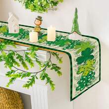 1 件/4 件 78.7 * 12.5 英寸/16.5 * 12.6 英寸，矩形涤纶桌旗餐垫，绿色三叶草桌旗餐垫，绿色格子边框桌旗餐垫，圣帕特里克节桌旗餐垫，适用于餐桌装饰、家庭聚会装饰、节日装饰、派对装饰、送给家人和朋友的礼物、派对赠品 - 綠色 - 查看 9