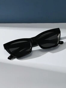 1入復古貓眼太陽眼鏡,男女均適用的塑料紫外線防護戶外旅行海灘裝飾眼鏡 - 黑色 - 查看 2