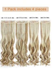 nimoki 夾式假髮,長彈力捲髮20英寸,4片合一組,女性用合成纖維假髮（金色） - 彩色 - 查看 2