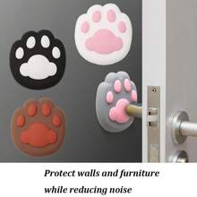 立體貓爪矽膠防撞貼紙，卡通創意可愛柔軟橡膠防滑墊，耐高溫防燙墊。適用於門把手、冰箱門、馬桶蓋、桌子、椅子、牆壁等表面。可作家具保護墊。3入組。 - 彩色 - 查看 2