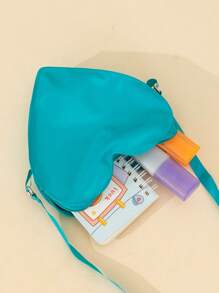 1個女孩實色心形pvc包,拉鍊封,適合戶外使用 - 藍色 - 查看 4