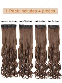 nimoki med Clips Hårextension Lång Studsig Lockigt hår 20 tum 4 st. Syntetisk Hårextension För kvinnor ( Lampa Brunt ) - Light Brown - Visa 2