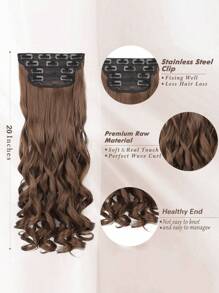 nimoki med Clips Hårextension Lång Studsig Lockigt hår 20 tum 4 st. Syntetisk Hårextension För kvinnor ( Lampa Brunt ) - Light Brown - Visa 3