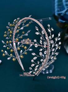 1pc Luxury Diamond Bridal Headband, Wedding Hair Accessory Valentine's Day Accessories - Silver - View 9
