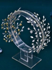 1pc Luxury Diamond Bridal Headband, Wedding Hair Accessory Valentine's Day Accessories - Silver - View 3