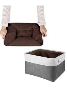 1/2/3入組無蓋玩具收納籃,可折疊大容量防水布收納箱,適用於宿舍,臥室,客廳,汽車收納 - 灰色-兩裝 - 查看 3