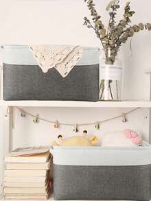 1/2/3入組無蓋玩具收納籃,可折疊大容量防水布收納箱,適用於宿舍,臥室,客廳,汽車收納 - 灰色-兩裝 - 查看 4