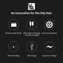 配有鋰電池 / 油頭推t9的便攜式電動剃須刀,附帶充電線 - 黑色 - 查看 3