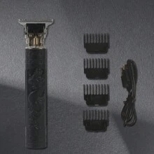 配有鋰電池 / 油頭推t9的便攜式電動剃須刀,附帶充電線 - 黑色 - 查看 1